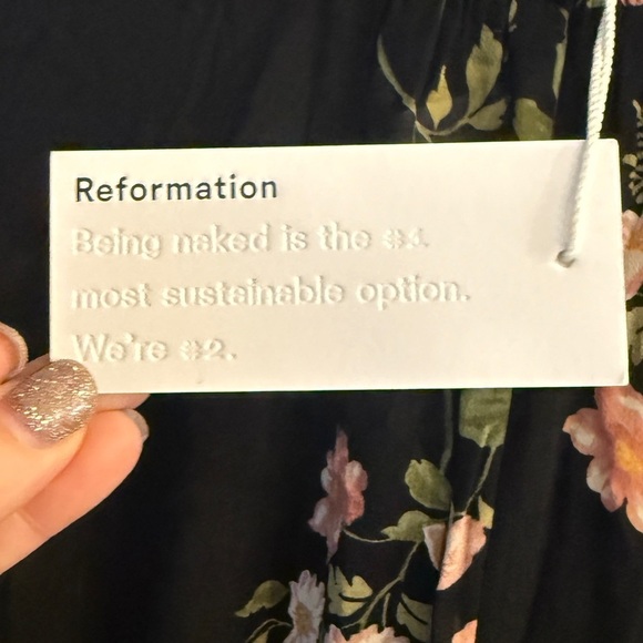 REFORMATION Women’s Black Floral Long Sleeve Mock Neck Valentin Crepe Midi Dress - Picture 5 of 6